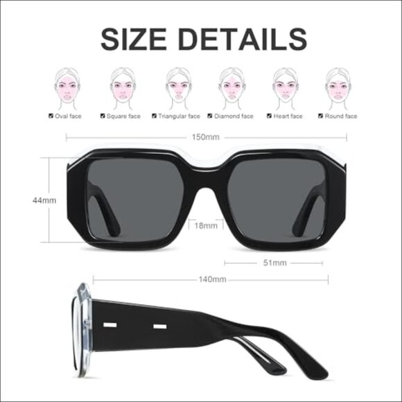 Oversized Polarized Sunglasses with UV400 Protection, Acetate Frame main image 6